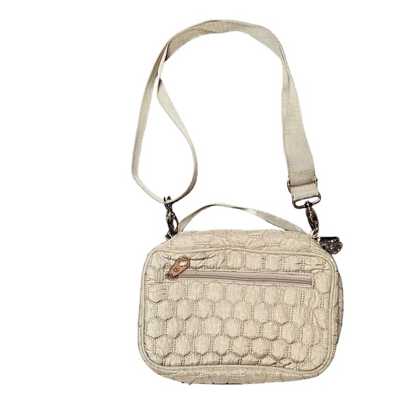 Soho Diaper Bag Tan Neutral Quilted Carrying Strap Small Travel - Picture 2 of 6